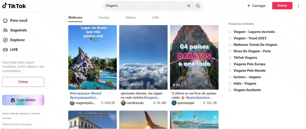 Dicas de viagens no TikTok