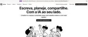 Menu do site Notion